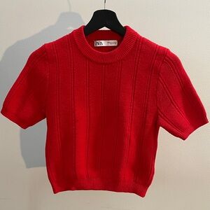 Zara Red Knit Top